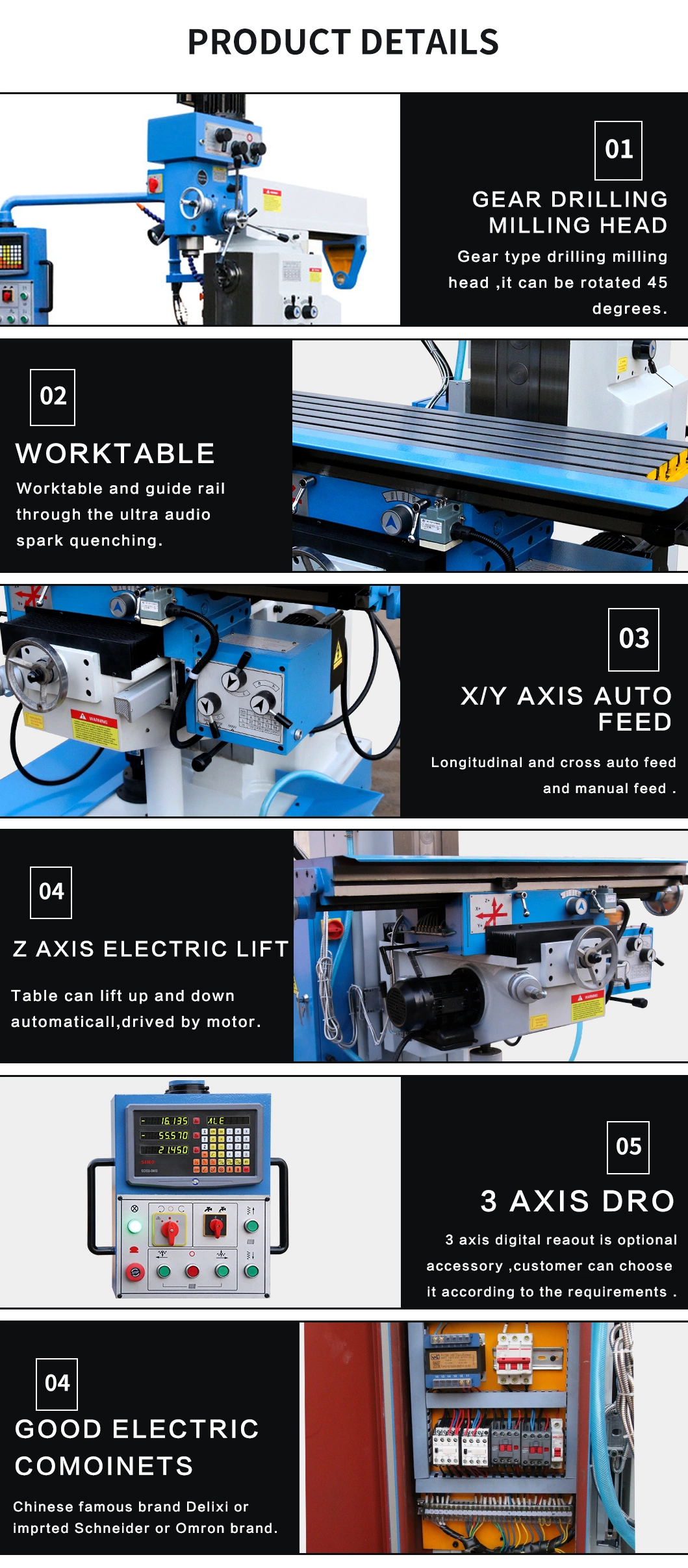 Vertical Knee type Manual ZX6350A Metal Universal Milling And Drilling Machine